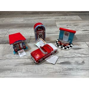Target Bullseye Light Up 50’s Novelty Figurals Gas Station, Diner, Jukebox, and